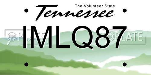 IMLQ87 Tennessee License Plate