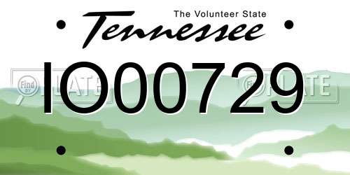 IO00729 Tennessee License Plate