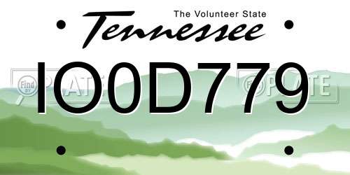 IO0D779 Tennessee License Plate
