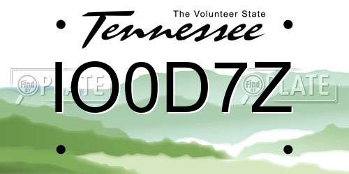 IO0D7Z Tennessee License Plate