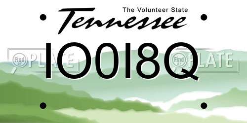 IO0I8Q Tennessee License Plate