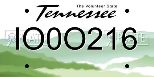 IO0O216 Tennessee License Plate
