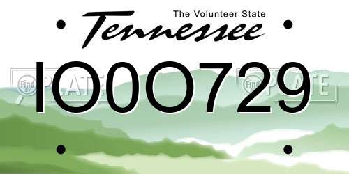 IO0O729 Tennessee License Plate