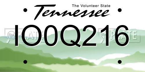 IO0Q216 Tennessee License Plate