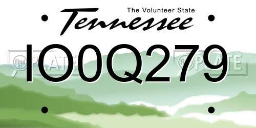 IO0Q279 Tennessee License Plate