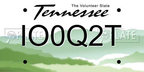 IO0Q2T Tennessee License Plate