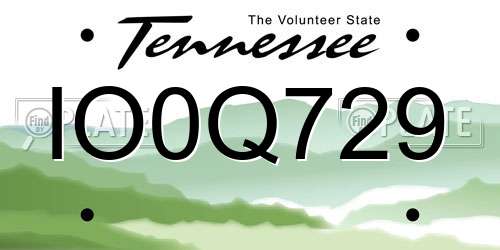 IO0Q729 Tennessee License Plate
