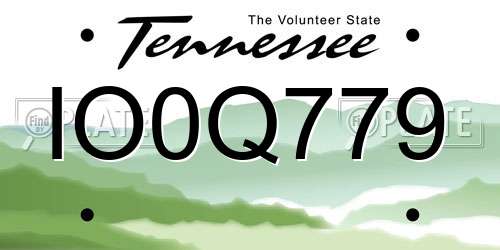 IO0Q779 Tennessee License Plate