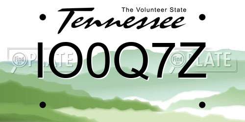 IO0Q7Z Tennessee License Plate