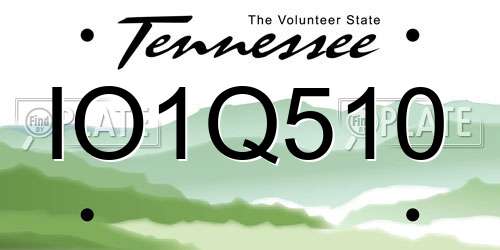 IO1Q510 Tennessee License Plate