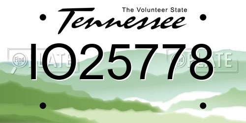 IO25778 Tennessee License Plate