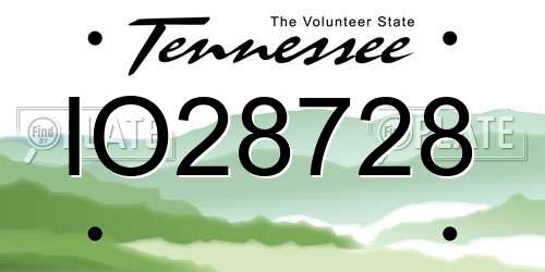IO28728 Tennessee License Plate