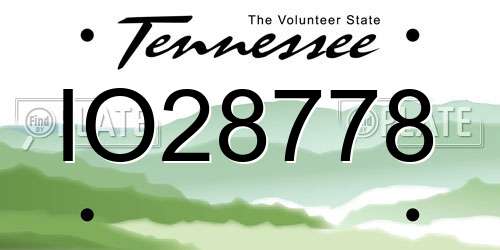 IO28778 Tennessee License Plate