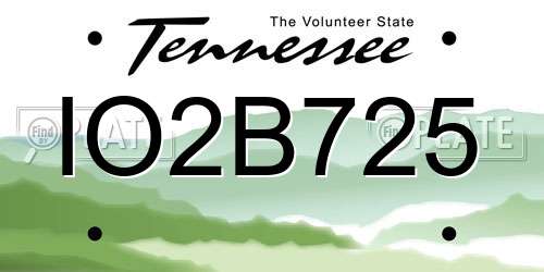 IO2B725 Tennessee License Plate