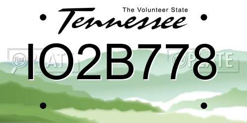 IO2B778 Tennessee License Plate