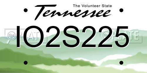 IO2S225 Tennessee License Plate