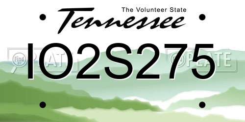 IO2S275 Tennessee License Plate