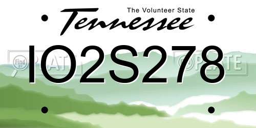 IO2S278 Tennessee License Plate