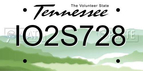 IO2S728 Tennessee License Plate