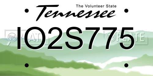 IO2S775 Tennessee License Plate