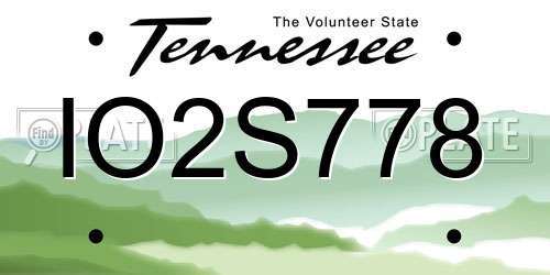 IO2S778 Tennessee License Plate