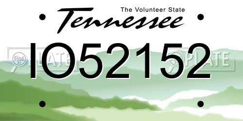 IO52152 Tennessee License Plate