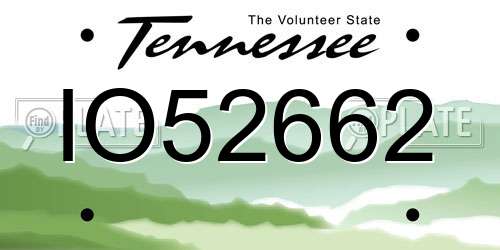 IO52662 Tennessee License Plate