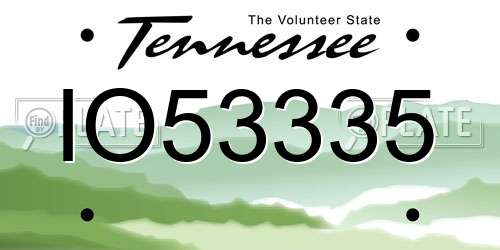 IO53335 Tennessee License Plate