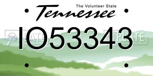 IO53343 Tennessee License Plate