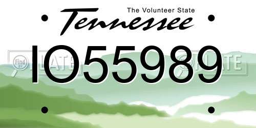 IO55989 Tennessee License Plate