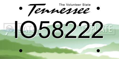 IO58222 Tennessee License Plate