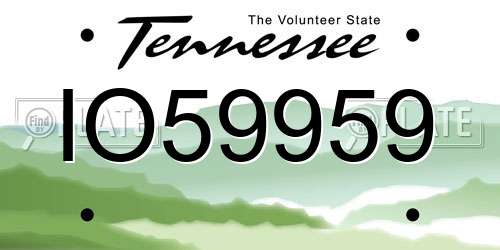 IO59959 Tennessee License Plate