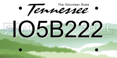 IO5B222 Tennessee License Plate