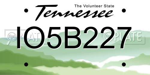 IO5B227 Tennessee License Plate