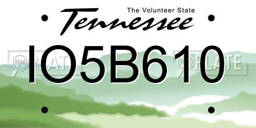 IO5B610 Tennessee License Plate