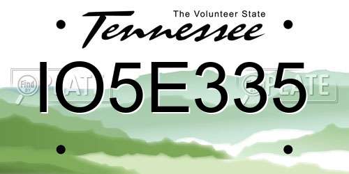 IO5E335 Tennessee License Plate