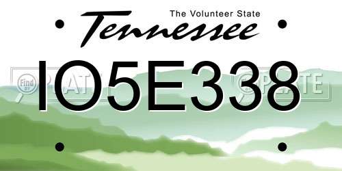 IO5E338 Tennessee License Plate