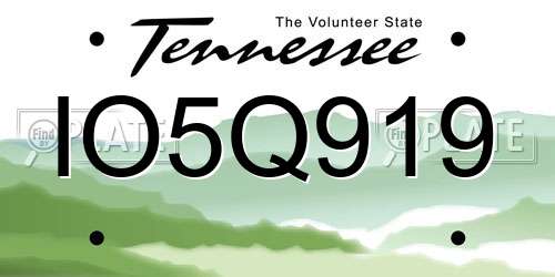 IO5Q919 Tennessee License Plate