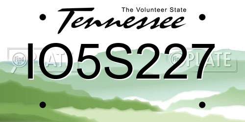 IO5S227 Tennessee License Plate