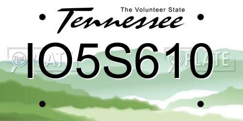 IO5S610 Tennessee License Plate