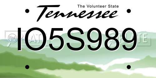 IO5S989 Tennessee License Plate