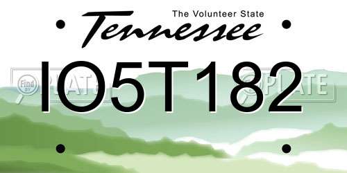 IO5T182 Tennessee License Plate