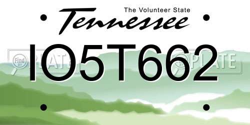 IO5T662 Tennessee License Plate