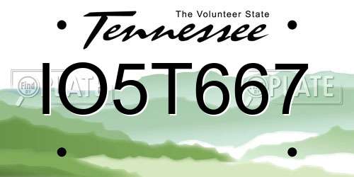 IO5T667 Tennessee License Plate