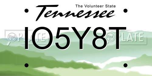 IO5Y8T Tennessee License Plate