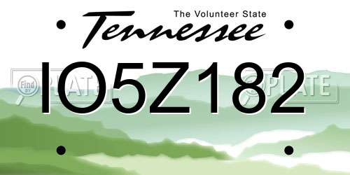 IO5Z182 Tennessee License Plate