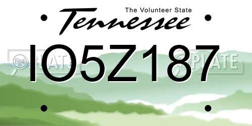 IO5Z187 Tennessee License Plate