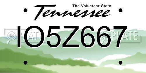 IO5Z667 Tennessee License Plate