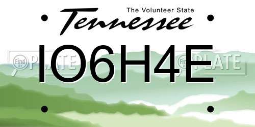 IO6H4E Tennessee License Plate