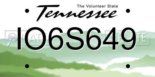 IO6S649 Tennessee License Plate